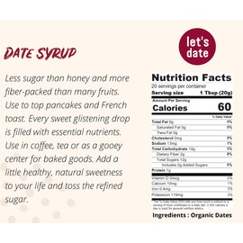 Let’s Date | Organic Date Syrup | Healthy Sugar Substitute| NO Added Sugar | Vegan| Paleo| Gluten Free| Kosher| Non- GMO| Natural Alternative Sweetener| Squeezable Bottles| (14.1 oz (Pack of 2))