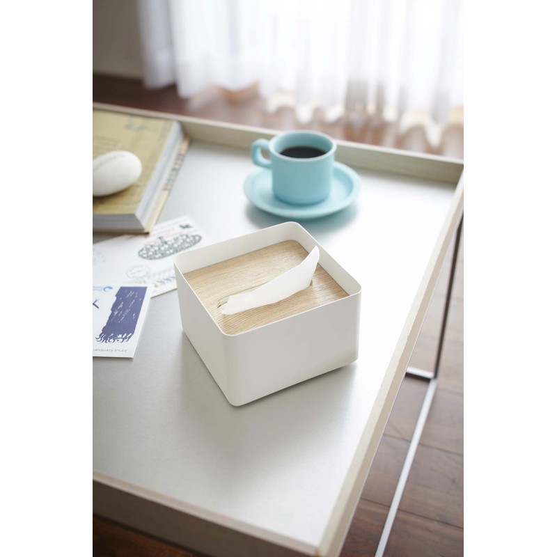 Yamazaki Industries 7732 Tissue Case with Lid, Rin, S, Natural
