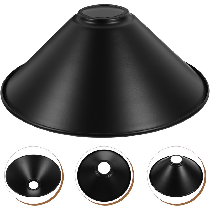 DCVOLTAGE 2 Pack Modern Ceiling Lamp Shade Black Metal Cone