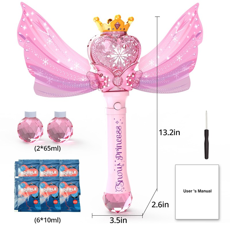 Reenovan Bubble Machine for Kids, Princess Bubble Wand with LED