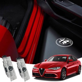 Never Fade for Alfa Romeo Door Light Logo, Projection Ghost Shadow Welcome Puddle Light Compatible with Stelvio Mito Giulietta Giulia Tonale 147 159 Accessories (Logo)