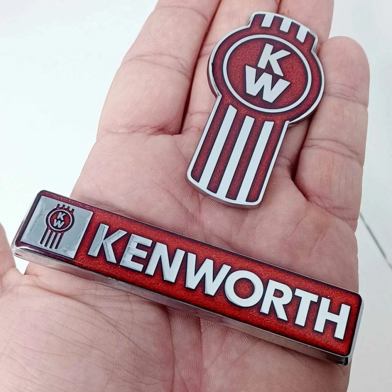 KW kenworth kw emblem metal truck semi chrome set red