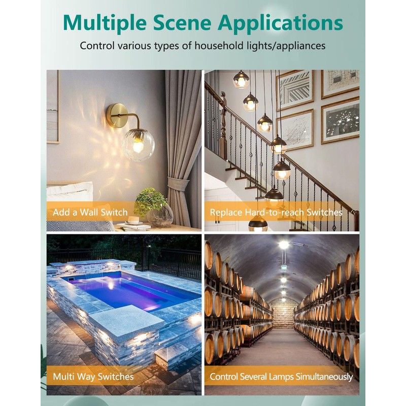 HAPYTHDA Wireless Light Switch, No In-Wall Wiring Required, Waterproof Remote