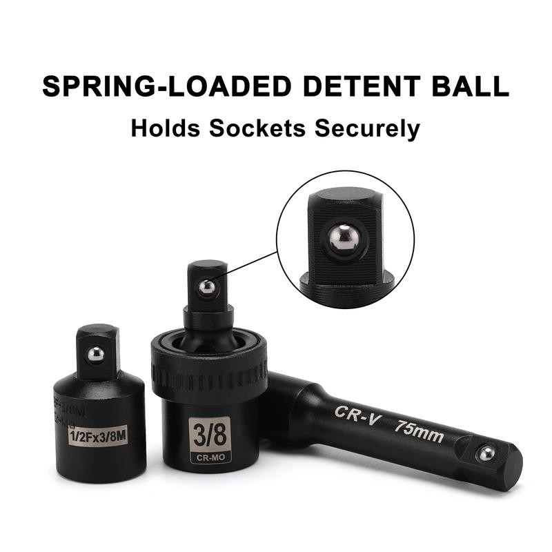 49 Pieces 3/8" Drive Impact Socket Set, 5/16"-3/4", 8-22MM, SAE/Metric,