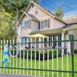 4 Sets Fence Hooks for Pool Equipment,Durable Over Pool Aluminum/Vinly Fence Hanger for Pool Scrubber, Skimmer, Hose and Other Tools,Fits 3/4 Inch to 1-1/4 Inch Fence,Railing or Deck Railing,Black