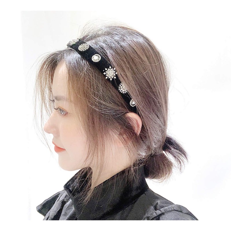 Donalie Women's Velour Headband Black Hair Band Hair Accessory