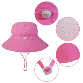 LO SHOKIM Baby Sun Hat Toddler UPF 50+ Summer Sun Protection Wide Brim Bucket Hat Baby Girl Beach Hat Boy Kids Adjustable Cap Summer (Pink, L)
