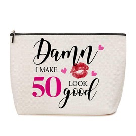 50th Birthday Gifts for Her Makeup Bag Cosmetic Bag Funny 1974 50th Birthday Gifts Travel Organizer Toiletry Bag Cool Gifts for 50 Year Old Woman Mother Sister Aunt Birthday Anniversary Mother's Day