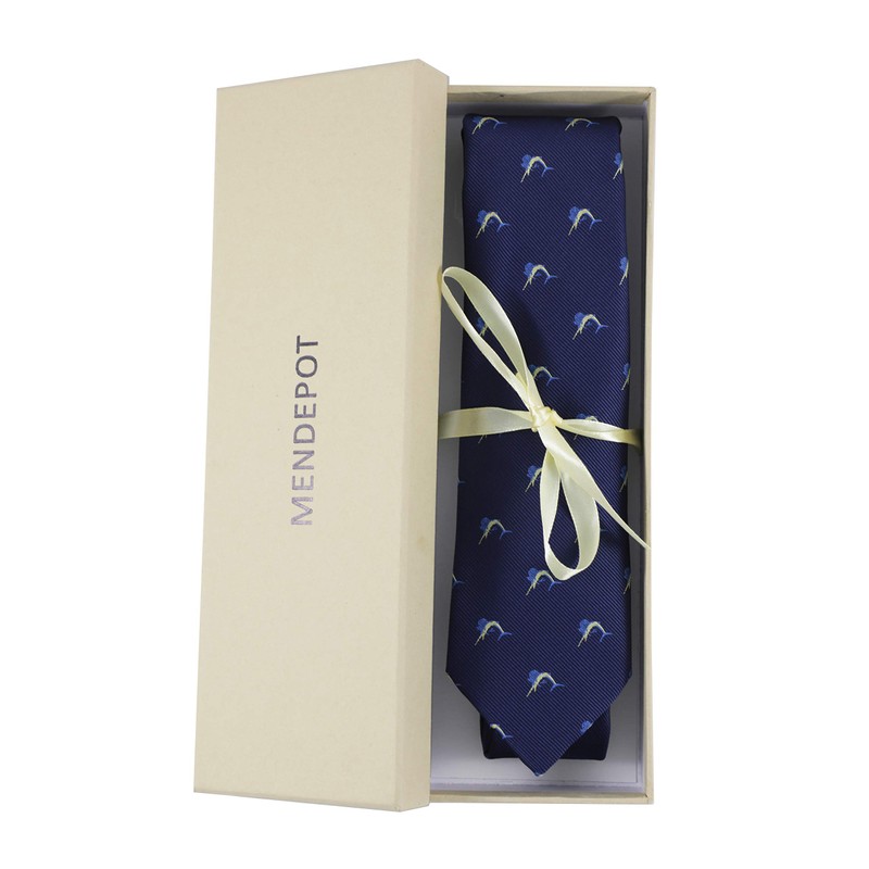 MENDEPOT Corbata con patrón de animales con caja de regalo