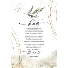 DEXSA A Hug Wood Plaque with Inspiring Quotes 6"x9" - Elegant Vertical Frame Wall & Tabletop Decoration | Easel & Hanging Hook | When sorrow enters life and heartstrings feel a tug | Made in the USA
