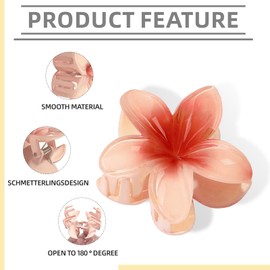 Pack of 4 Flower Hair Clips, Hair Clip Flower, 4 Colours Flower Hair Claw Clips, Strong Hold, Large Claw Clips for Thick Hair, Non-Slip Hair Clips for Women