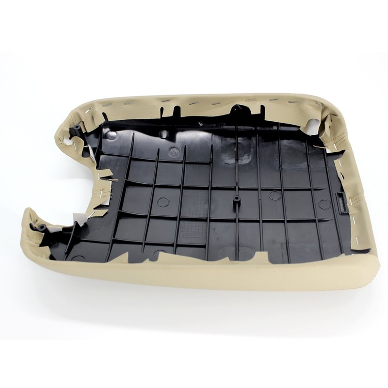 Ezzy Auto Beige Leather Suture Console Armrest Lid Cover for