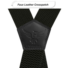 Fevaeno Mens Braces with Triangular Anti-slip Buckle Length Adjustable Elastic Suspenders for Men and Women (X Black)