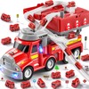JUKUDAHU 2 in 1 Fire Trucks for Toddlers 3-5, Carrier