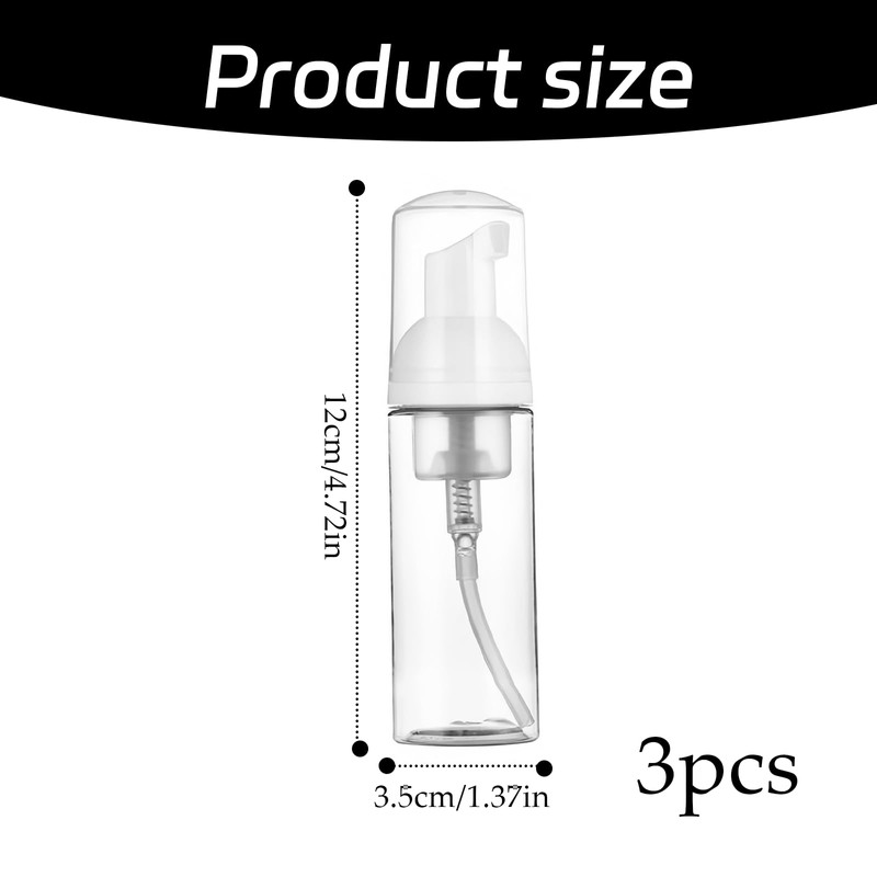3Pcs Foam Dispenser Bottle, Empty Refillable Clear Pump Bottle Dispenser,