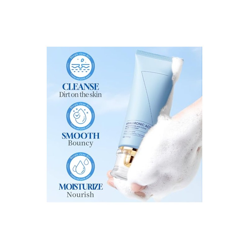 Limpiador Facial Transparente con Ácido Hialurónico para Piel Sensible