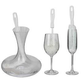 Lily's Home Decanter Cleaning Brush Set, Glassware Cleaning Brushes For Hard To Reach Areas, Ideal For Champagne Flutes, Beer Mugs, Baby Bottles and Narrow Neck Goblets (Set of 3)