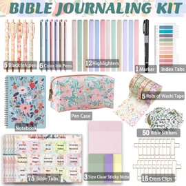 PartyGalore Bible Study Supplies Journaling Kit with Tabs and Notebooks, Bibles Highlighters and Pens No Bleed, Bible Study Kit for Women Students Beginner Christian Gifts