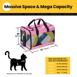 Conlun Cat Carrier Airline Approved, Soft-Sided Dog Carrier with Inner Safety Leash, Pet Transport Carrier for Small-Medium Cats Puppies up to 15 Lbs, Collapsible Travel Kitten Carrier Bag -Pink M