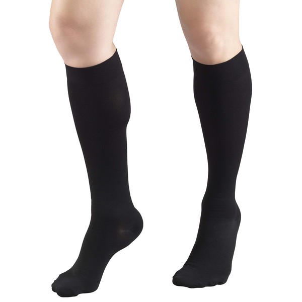 Truform HMNA 9808 Compression Stockings, Regular 15-20 mmHg, Below Knee BK, Men or Women, Closed Toe, Black, Medium
