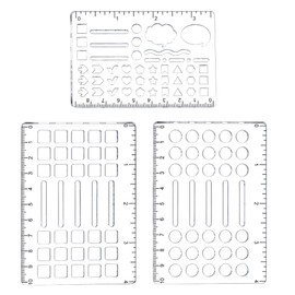AHANDMAKER 3 x Journal Stencils Templates. Acrylic Hollow Drawing Painting Stencils Templates Reusable Stencils with Square Grid and Round Dots for Diary Scrapbook