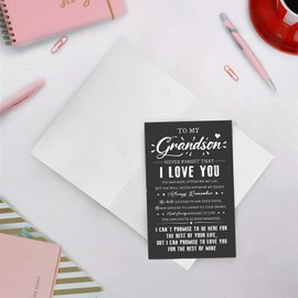 SuperShunhu Heartfelt Poem Love You Card for Grandson, Inspirational Birthday Card from Grandparents, Funny Graduation Gifts for Grandson, Never Forget That I Love You