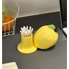 123Arts Lemon Ceramic Toothpick Box Toothpick Holder Organizer Cotton Swab