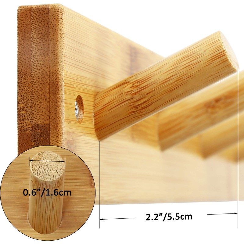 SKOLOO Wooden Wall Mounted Coat Rack,16'' Hole to Hole, 5