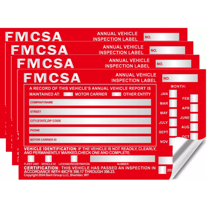 Annual Vehicle Inspection Label Sticker Aluminum FMCSA DOT 6" x