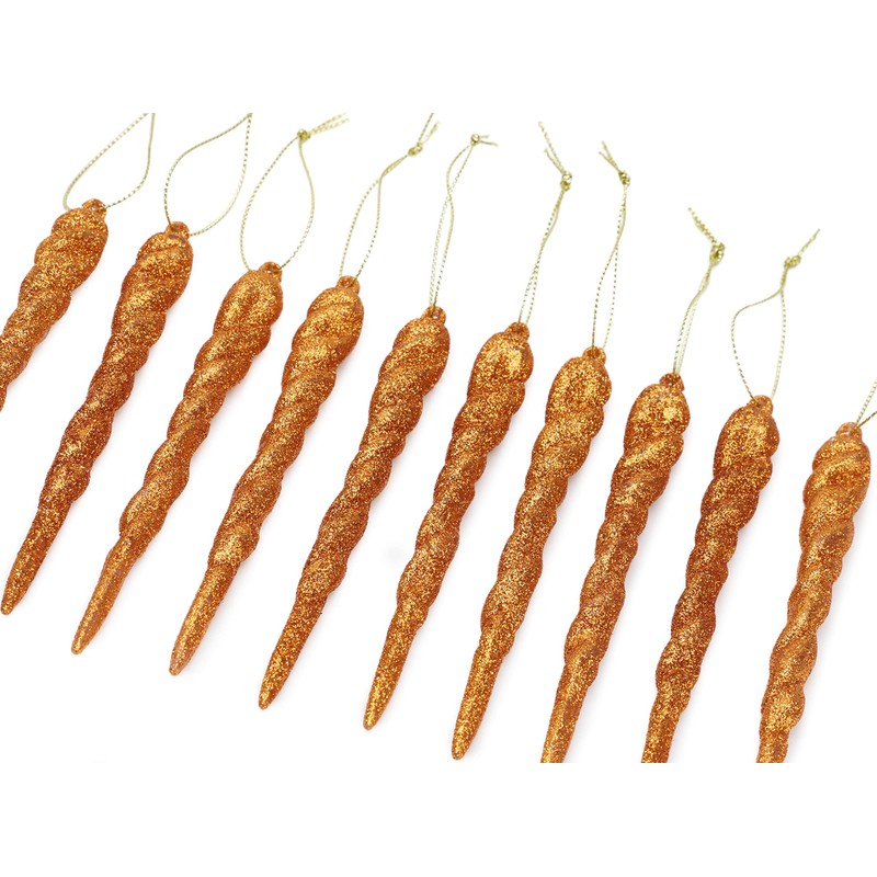 Christmas Concepts® 12cm Glitter Icicle Decorations Christmas Tree Trims (COPPER,