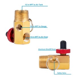 Breezliy 5 Feet Air Tank Repair Kit w/Safety Valve,Performance Tool W10058 Air Tank Repair Kit,Air Tank Valve Kit with Pressure Gauge and 5 Feet Air Tank Hose Assembly kit for Portable Carry Tank