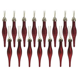 Christmas ConceptsÂ® Pack Of 15-8.5cm Droplet Baubles - Matte & Glitter Design - Christmas Baubles (Rioja Red)