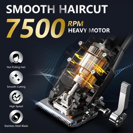 Hair Clippers for Men Professional, Cordless Clippers and Trimmers Set with Long Battery Life, USB-C Rechargeable Electric Hair Cutting Kit for Barber Family Kids Use (Silver)