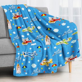 Kid's Cartoon Planes Blanket Fashion Throw Blanket for Couch, Lightweight Warm Plush Fleece Blanket Super Soft Fuzzy Throws, Home Decor Flannel Blanket for Sofa Bed Office (Cartoon Plane,50×60inch)