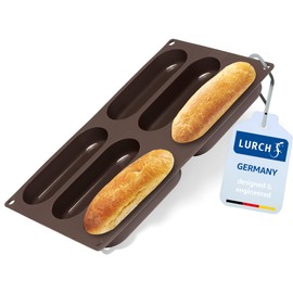 LURCH Germany - Molde Flexible de Silicona Antiadherente para panecillos de Perro Caliente | Molde para Hornear de 5 Pulgadas para Pan, panecillos, Pasteles y Bandeja Eclair | Sin BPA, café