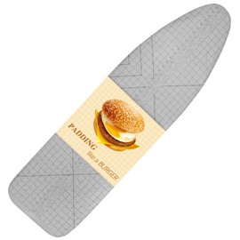 Ironing Board Cover- 15" x 54" Standard Iron Board Cover and Pad 4 Layers Thick Padding w/ 2'' Elastic, Stain Resistant & Durable Scorch, 2 Click Buckles and Easy Installation, French Curve