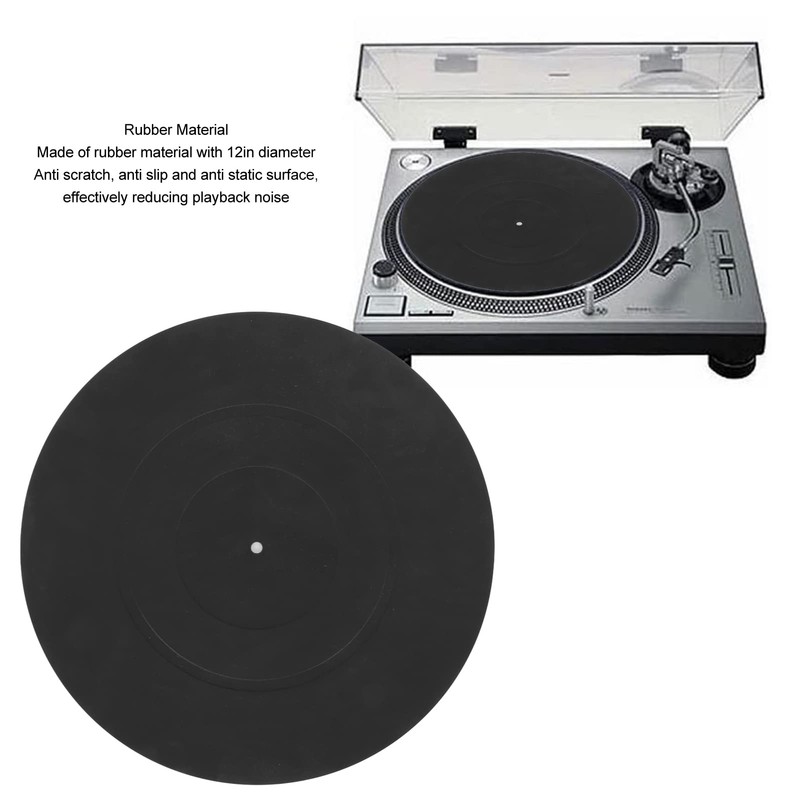 Turntable Slipmat, 12 Inch Record Rubber Mat, Antistatic, Vibration Resistant,