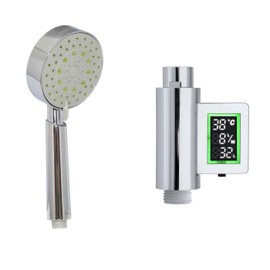 Shower Head with Self Powered Flow Meter, Water and Energy Saving Design (Five Function, Chrome)