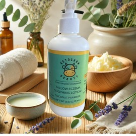 Eczema Tallow Lotion (Coconut Paradise) – Grass-Fed Tallow Infused with Calendula & Chamomile for Sensitive, Dry, and Itchy Skin – Natural Hydration & Healing for Face & Body