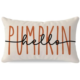 PANDICORN Fall Hello Pumpkin Pillow Covers 12x20 Inch, Farmhouse Fall Decorations for Home Decor, Outdoor Autumn Harvest Lumbar Decorative Cushion Case for Living Room Bedroom Sofa Couch Porch