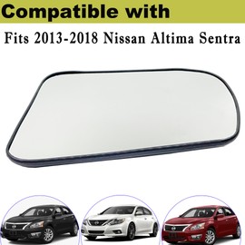 Altima Driver Side Heated Mirror Glass with Rear Holder Compatible with Nissan Altima Sentra 2013-2018 Altima Sentra Left Side Mirror Glass Replace 963663TH0A
