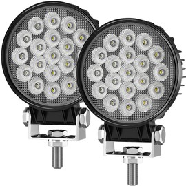 LED Tractor Lights 2 Pcs 4 Inch 12v Flood Light Round Waterproof Work Truck Lights for Equipment Vehicle Off Road SUV ATV UTV 4WD