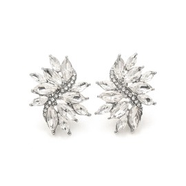 Flyonce Clear Rhinestone Stud Earrings for Women, Glitter Marquise Crystal Cluster Wedding Party Vintage Statement Pierced Studs Earring for Brides Bridal Cocktail Prom Jewelry Silver-Tone