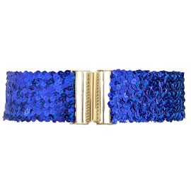 Cotim Coyin - Cinturones de lentejuelas para mujer, cinturones ajustados con diamantes de imitación brillantes para vestir jeans, Azul Real, Total length: 24.8" (63cm)
