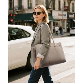 LOVEVOOK Laptop Tote Bag for Women, 15.6 Inch Work Computer Bag Large Capacity Leather Handbag