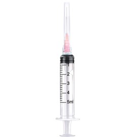 25 Pack 5ml Plastic Syringe with 18Ga 1.5 Inch, Individually Sealed Wrapped