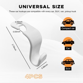 povtii 4PCS Car Seat Headrest Hook, Auto Back Seat Hanging Storage Organizer, Vehicle Seatback Hanger Holder for Purse Handbag Coat Umbrella, Universal Interior Car Accessories (White)