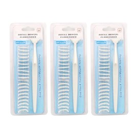 Portable Dental Flosser Kit with 20 Refill Heads - Ergonomic Snap-On Design for Effective Teeth Cleaning, Oral Hygiene Care for Adults & Travel Use (one Size, White)