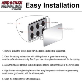 Mirror Glass Replacement + Adhesive Pads for 1990-1997 Mazda Miata Driver Side - Manual - Installs Over Broken Mirror (1990 1991 1992 1993 1994 1995 1996 1997 90 91 92 93 94 95 96 97)