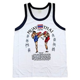 VillaMarket Men's Tank Top Singlet Vest Gym Muay Thai Men T-Shirt Cotton 100% Made in Thailand